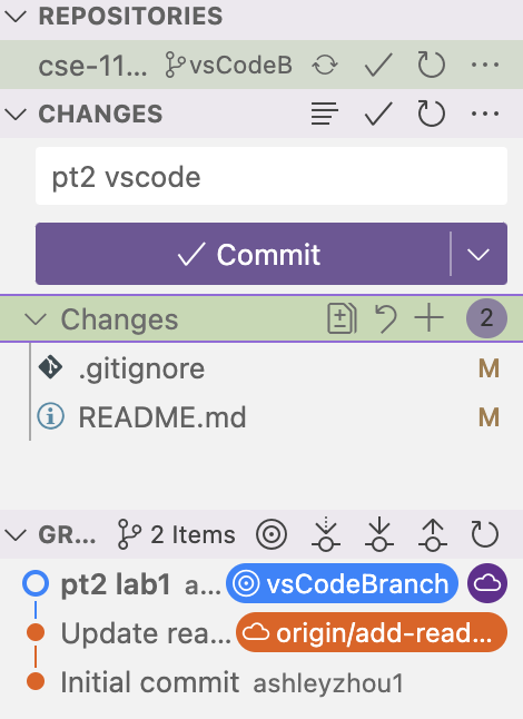 VSCode staged commit